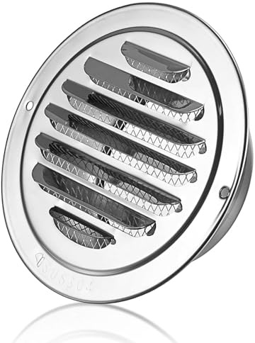 ANBOO lüftungsgitter 150mm, 304 Edelstahl Abluftgitter mit Insektenschutz & Wetterschutz, Lamellengitter für Wand und Decke, Für Küche, Badezimmer, Garage, Keller