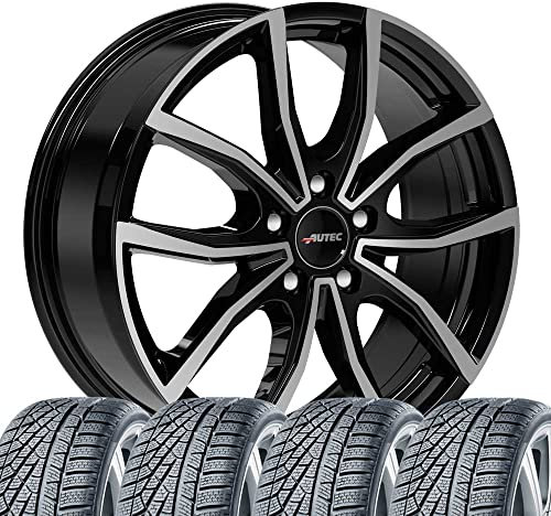 4 Winterräder Winterkompletträder Vidron 8x19 ET 40 5x112 Schwarz poliert mit 225/40 R19 93V CON WinterContact 8 S XL FR kompatibel mit VW T-Roc Touran Sharan Passat Golf VII Caddy Beetle Arteon