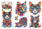 Peacoblue UV DTF Rub-On Transferfolie Möbel-Sticker Bunte dreidimensionale Kunstkatzen 15x30cm, 3 Stk. Wasserfeste Deko-Transferaufkleber für Möbel Glas Porzellan Wäscheschränke Kommoden Kunststoff