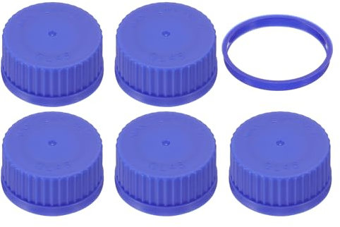 PATIKIL 5 Pcs GL45 Screw Caps, 45mm Polypropylene Cover Seal Screw Cap Thread Media Bottles for GL45 Media Bottles Glass, Blue