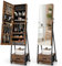RELAX4LIFE Schmuckschrank mit Spiegel & Rollen, Spiegelschrank 360° Drehbar & Freistehend, Abschließbarer Schmuckorganizer mit Schubladen, Schmuckregal für Ohrringe Kette Ringe Kosmetik (Braun)