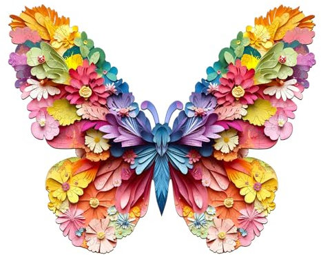 Holzpuzzle Erwachsene 3D bunter Schmetterling- 85 Teile holzpuzzle Geschenkbox, Wanddekoration und Geschenk für Freunde und Familien (14 Jahren+)
