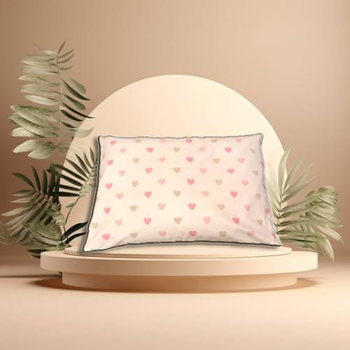 Natura Products Kräuterkissen 50x34 cm – 10 Kräuter für ruhigen Schlaf | Antiallergische 3D Silikonfaser-Füllung | 100% Baumwolle | Herzchen-Muster