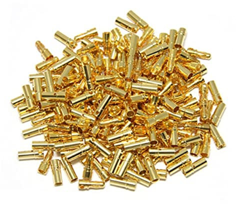 YARNOW 50 Pack 3.5mm Plated Banana Plugs Battery Connectors Male Female Speaker Banana Plugs Terminal Crimp Connectors Low Resistance for Motor