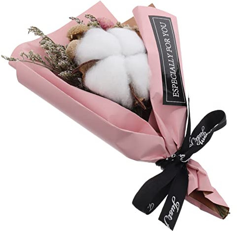 TOPPERFUN 1 Mazzo Bouquet Di Cotone Essiccato Bouquet Romantico Di Fiore Di Cotone Essiccato Naturale Bouquet Essiccato Naturale Bouquet Decorativo Fiori Secchi Rosa
