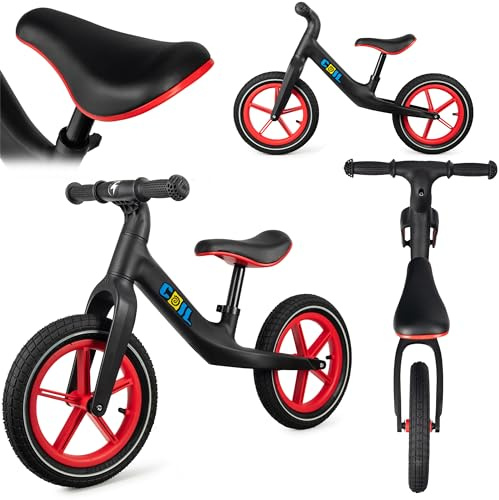 COIL Kinderlaufrad, Fahrrad-Laufrad Lauflernrad, Rutscher, Balance Bike, Nylonrahmen, 12-Zoll-Lufträder, Sitz aus Öko-Leder, ab 2 Jahren und bis 30 kg