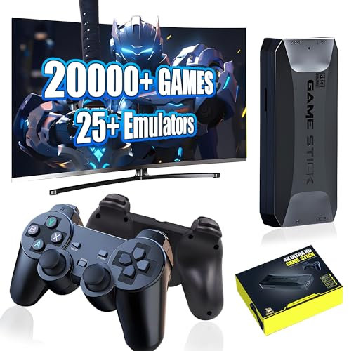 M16 Console Retrogaming Console de Jeux Rétro,30000/20000+ Jeux,25 émulateur,Sortie HD 4K Game Stick,Anti-Shake Console de Jeu Portable avec Manette sans Fil,Bataille à 4 Joueurs,Plug and Play (64G)