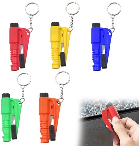 GWAEPU 2-in-1 Auto Rettungswerkzeug Set: 5 Stück Car Escape Tools mit Gurtschneider Notfallhammer Fensterglasbrecher Pfeife für PKW Busse Autos