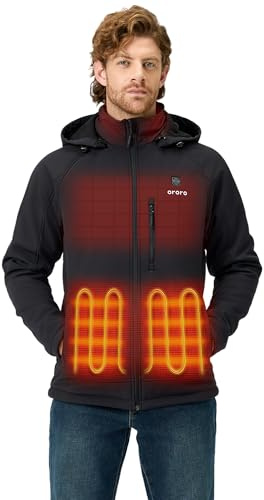 ORORO Men's Heated Jacket with Heated Collar, 4 Heat Zones Heated Coat with USB-C Rechargeable Battery