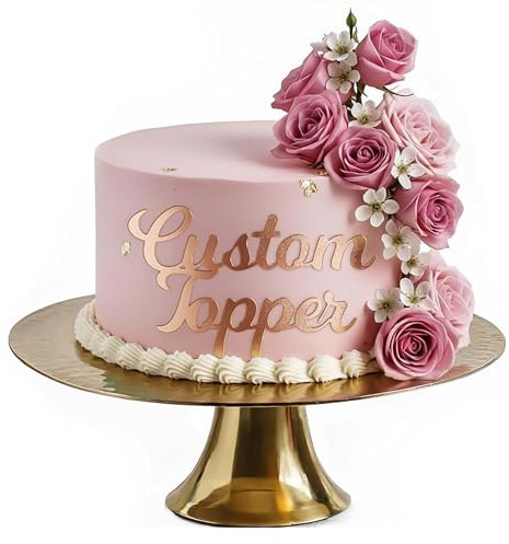 Personalized Acrylic Cake Topper, Large 3mm Custom Acrylic Letters Cake Decoration, Happy Birthday Sign Wedding Decoration Table Centre Piece Party (ROSE GOLD)