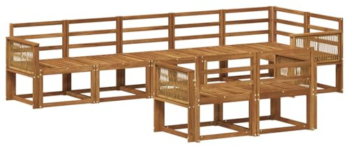 vidaXL Outdoor-Sofagarnitur 8 pcs Natur Massivholz Akazie, Moderner Garten-Sofa, wetterfestes Eckmöbel, Lounge-Set für Terrasse, gemütliche Sitzgelegenheit für draußen
