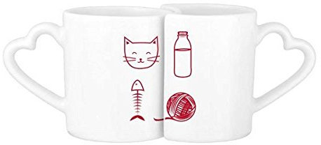 DIYthinker Cat Fish Bone Knitting Wool Ball Bottle Protect Animal Lovers' Mug Lover Mugs Set White Pottery Ceramic Cup Gift Milk Coffee Cup With Handles