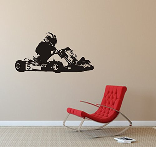 blattwerk-design Wandtattoo -Wandaufkleber - Go-Kart Gokart Rennsport Größen (1150 mm x 600 mm, Schwarz)