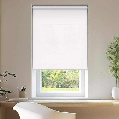 Chicology Cordless Roller Shades Snap-N'-Glide, Light FilteringPerfect for Living Room/Bedroom/Nursery/Office and More.Urban White (Light Filtering), 35W X 72H