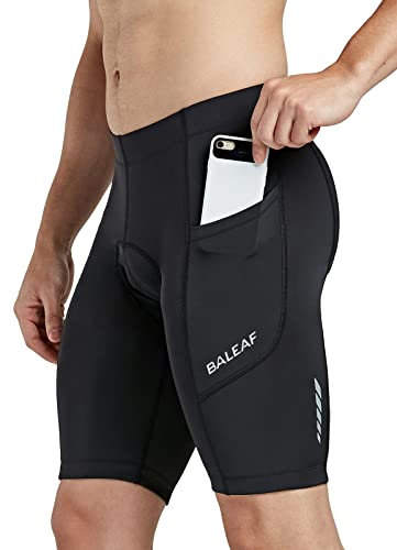 baleaf Radlerhose Herren Fahrradhose Gepolstert Radfahrerhose mit Sitzpolster Radunterhose Atmungsaktive Schnelltrocknend Rennrad Hose Herren Schwarz XXL