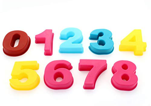 Ulalaza 9pcs silicone cuisson gâteau casseroles 0-8 nombre bricolage moule à gâteau pain mousse moule de gelée pour anniversaire de mariage anniversaire(Couleur aléatoire)