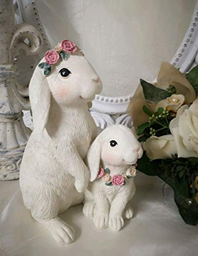 Unbekannt Hasenpaar Osterhasen Blumenkranz Hase Ostern Shabby Chic Deko 20cm