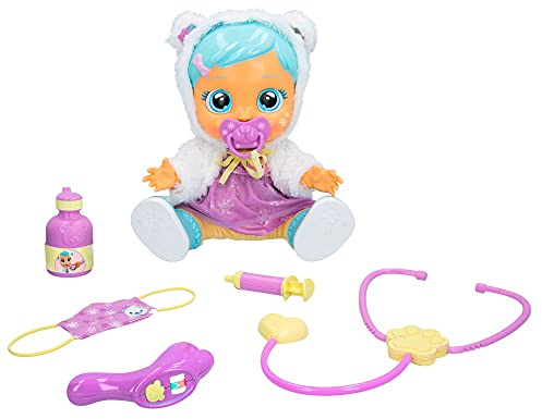 CRY BABIES Dressy Kristal wird gesund - Interaktive Puppe, die echte Tränen weint und Krankheitssymptome zeigt; mit viel Arzt-Zubehör und an- und ausziehbarer Kleidung - Geschenk Spielzeug ab 2 Jahren
