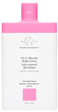 Drunk Elephant T.L.C. Glycolic Body Lotion with Marula Butter and Shea Butter, Refining and Moisturizing for Healthy Skin, 240ml