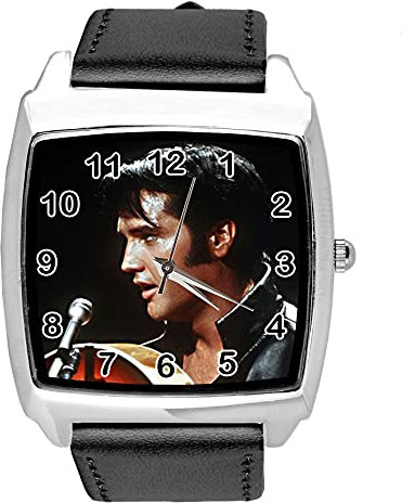 Orologio quadrato in pelle nera per i fan Rock e ROLL E4