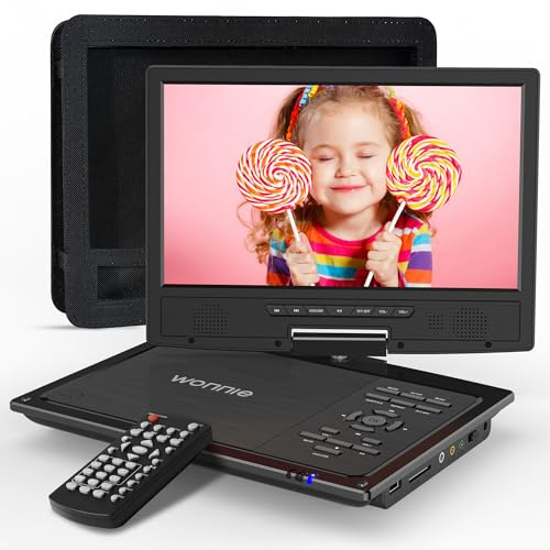WONNIE Reproductor de DVD portátil de 12.5 Pulgadas para reposacabezas de Coche con Pantalla giratoria de 10.5 Pulgadas, Soporte para reposacabezas de Coche, batería Recargable de 5 Horas, Todas Las