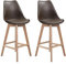 Happy Garden Lot de 2 tabourets de Bar Sven Marron avec Coussin. Tabourets de Bar Style scandinave avec Dossier et Repose-Pieds, tabourets de Cuisine, Pieds en Bois de hêtre Massif