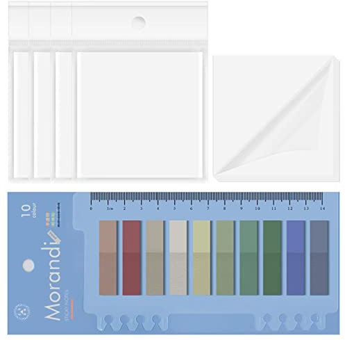 ABAOABAO 400 Blätter Transparente Haftnotizen, Sticky notes transparente, Starke Klebrigkeit, Wasserfest und Wiederbeschreibbar, mit Transparentes Skalenlineal ,Für Büros, Haushalte und Studenten