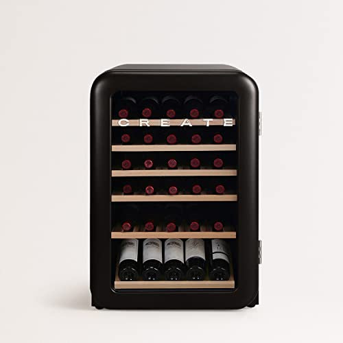 CREATE / WINECOOLER Retro XL/Vinoteca eléctrica de 45 Botellas Negro/Diseño Retro, Temperatura Regulable, 115L, Botellas 75cl, Eco Friendly, 55x55x83,5 cm