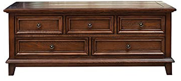 LUCBEI Table de Bout en Verre trempé Table Basse Rectangle avec Rangement, Table Basse Rustique avec tiroirs en Bois, Table Centrale en Bois for Salon Table de Bout Ronde