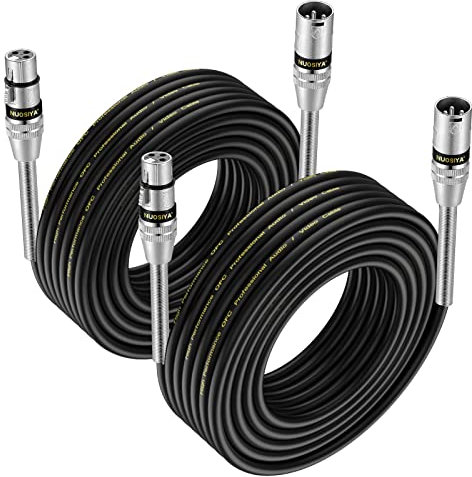 NUOSIYA 10m Cable XLR 2PACK Muelle Metálico Diseño SR Cable de micrófono XLR macho a hembra Cable XLR balanceado de 3 pines para micrófono, mezclador, altavoz, amplificador