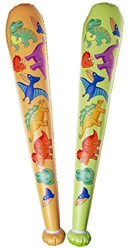 2 Stück Keule Aufblasbar Dinosaurier - ca. 85 cm 2 Farben, kinderfreundliches Design, Poolnudel Aufblasbar, Karneval, Mitgebsel Kindergeburtstag, Badespielzeug Kinder