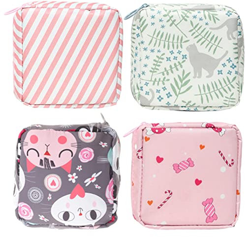 Cabilock 4 Stück Aufbewahrungsbeutel Für Damenbinden Tasche Für Menstruationsbinden Kompakte Perioden-aufbewahrungstasche Padhalter Für Periode Kleines Objekt Mädchen Polyester Tragbar