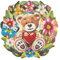 Ideen mit Herz Diamond-Painting-Fensterbild | doppelseitiger Druck | ca. 20 cm Ø | inkl. Diamond-Painting-Steine für Vorder- und Rückseite (Teddybär mit Herz)