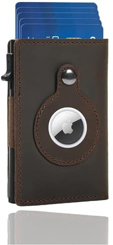 Shine Wine Airtag Smart Wallet | 100% Genuine Leather | RFID Blocking Technology | Slim Minimalist Air Tag | Best Gift for Men | Credit Card Money Holder (Leder, Coffee Color)