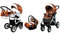 BabyLux® Kinderwagen Set 4 in 1 - Tropical - incl. Babywanne, Buggy Sportsitz, Auto-Babyschale, ISOFIX-Basisstation - Autositz - Kinderwagenset - Kombikinderwagen mit Wickeltasche usw.