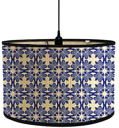 FANSU Lampenschirm fuir Tischlampe,Lampenschirm Hängelampe Lampenabdeckung für E27 Stehlampe Tischlampe Deckenleuchte Wohnzimmer Moderner Deko (blauer Barock,30x20cm)