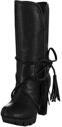 BIISDOST Ampiezza gambale 39 40 Cm Neoprene Stivali Cavalieri Stivali Lunghi Scarpe da Donna Per Donna Neve Stivali Donna Tacco Estivo Pelle Di agnello Foderato Donna Jack, Nero , 40 EU