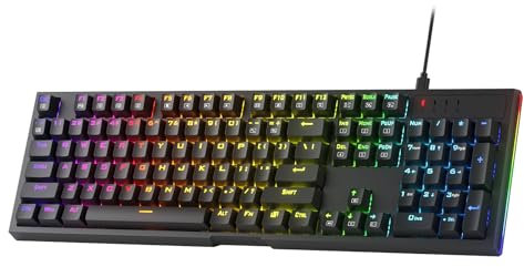 Redragon K670 RGB-Gaming-Tastatur mit Hintergrundbeleuchtung, 104 Tasten, Hot-Swap-Tastatur, verbesserte Steckdose, leiser linearer roter Schalter