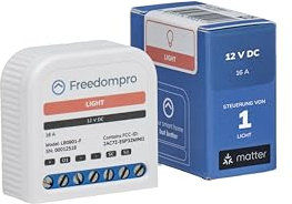 Freedompro MINI WLAN-Relais-Schalter für Smart-Lichter, Steuert 1 Licht, Kompatibel mit HomeKit, Matter, Alexa, Google Home, Überwacht den Verbrauch, 12V, 16A, Montage hinter den Tasten