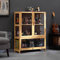 KUYATE Glasvitrine, antiker Vitrine mit Glastür, antiker Schrank, Vitrine, natürlicher Bambusrahmen, Einzel-/Doppeltür-Design, praktische Aufbewahrung, 80 x 32 x 106 cm, holzfarben