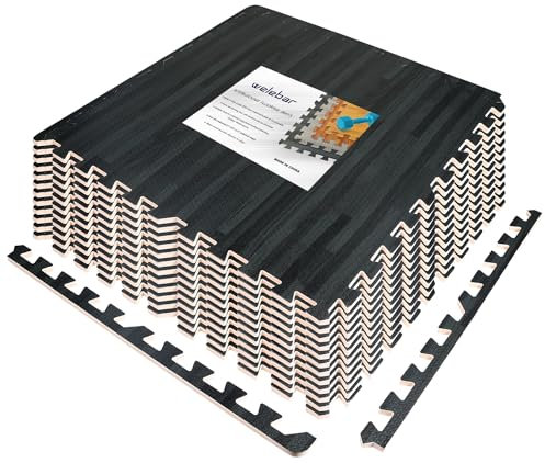 Welebar Schaumstoff Bodenschutzmatte Set, 12 Matten, 60x60x1,2cm Gymnastikmatte Schutzmatten für Yoga Bodenschutz Fitness