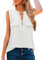 Amrto Weiß Bluse Damen Elegant Longshirt Festliche Oberteile Damen Leicht Blusenshirt Modern Elegante Tops Ärmellos Blusenshirt Oversize Casual Blusen Tunika Sommer Lässig Shirt, XL