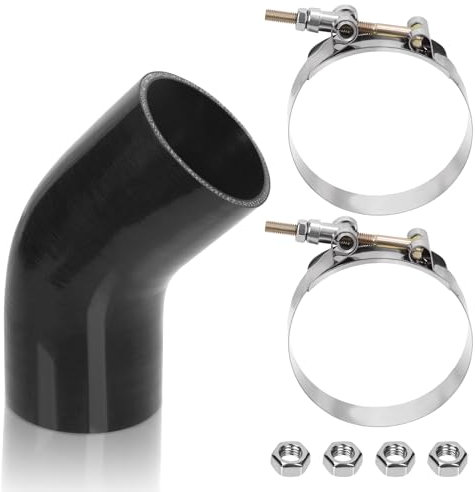 Glarks 7pcs 45degree coude raccord en silicone ensemble de tuyaux, y compris 1pcs ID 3 pouces 4 couches haute performance raccord tuyau en silicone 2pcs 3,3-3,7 pouces t - boulon clip 4pcs écrou
