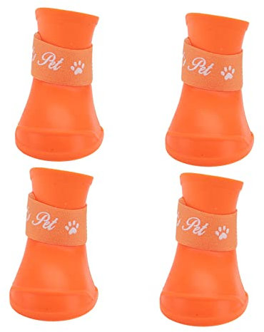 CIYODO wasserdichte Hundeschuhe Für Hunde rutschfeste Regenstiefel Für Outdoor-aktivitäten Orange Idealer Pfotenschutz Bei Nässe Und Schmutz