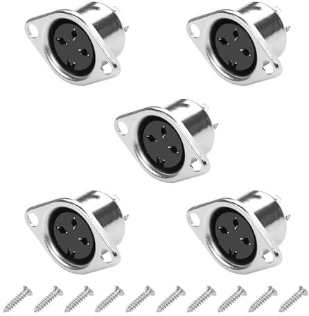 YAODHAOD Prise DIN en métal 3 à 8 broches, installation de prise de signal audio, connecteur MIDI en cuivre pur (5 pièces) (DIN-MIDI-3pin)