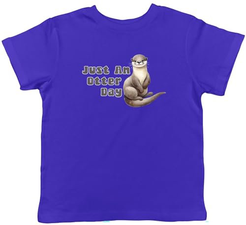 Shopagift Just an Otter Day Kids T-Shirt Funny Better Day Childrens Tee Boys Girls Blue