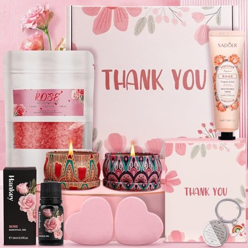Thank You Gifts for Women, Pamper Sets for Women Gifts, Care Package for Her, Relaxation Bath Pamper Hamper Gift Box for Best Friend,Mum,Wife,Sister,christmas gifts(Rose)