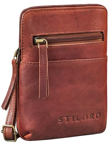 STILORD 'Indie' Sac En Cuir Vintage Pour Téléphone Portable Pour Femmes Et Hommes - Petit Sac à Bandoulière Homme Femme Cuir, Couleur:porto - cognac