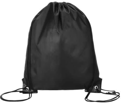 Nynkyon Drawstring Bags, Adjustable Nylon PE Bags, Unisex Drawstring Gym Bag for Kids and Adults, Black String Swimming Bag for Sports, Gym, Travel, Swimming, Beach, School, PE