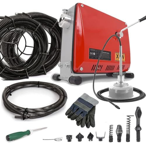 16mm 29M Spiralen Elektrische Rohrreinigungsmaschine für Ø30-100mm Rohrleitungen Rohrreinigungsspirale Ø10mm 5M, 500W 450U/min Rohrreinigungsgerät Rohrreiniger Reinigung Drain Clean Abflussreiniger